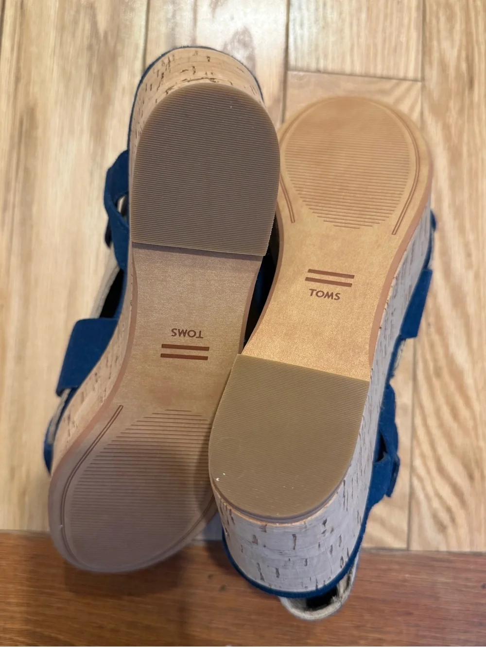 Toms Navy Suede Cork Platform Sandals